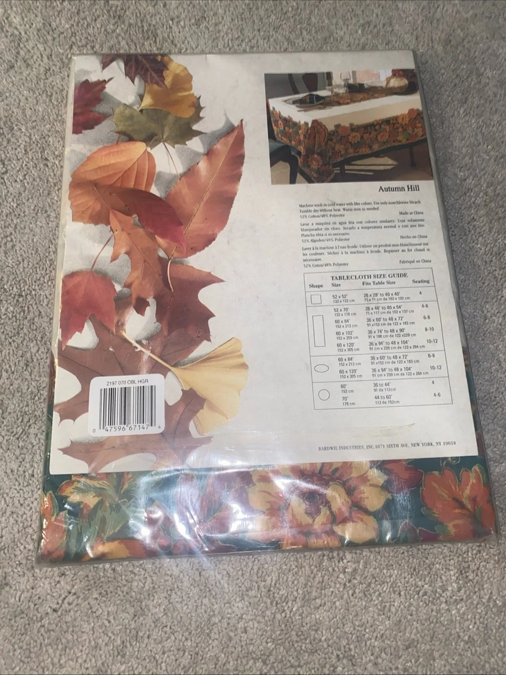 Bardwil‎ Seasons Turkey Thanksgiving VTG Tablecloth 52”x70” Oblong Autumn Hill